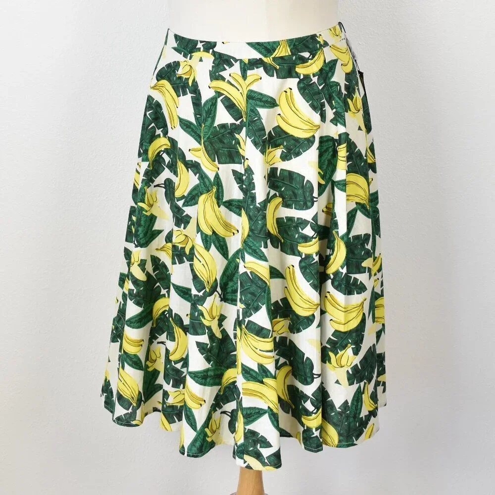 Collectif London Retro Pinup Banana Print Novelty Swing Skirt NEW - 18 - Picture 5 of 8
